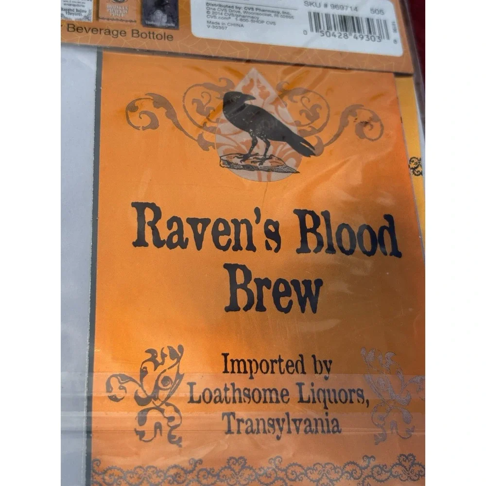 Halloween Spooky Bottle Labels Lot 2 Packs 13 Labels Glow Foil Spooky Village